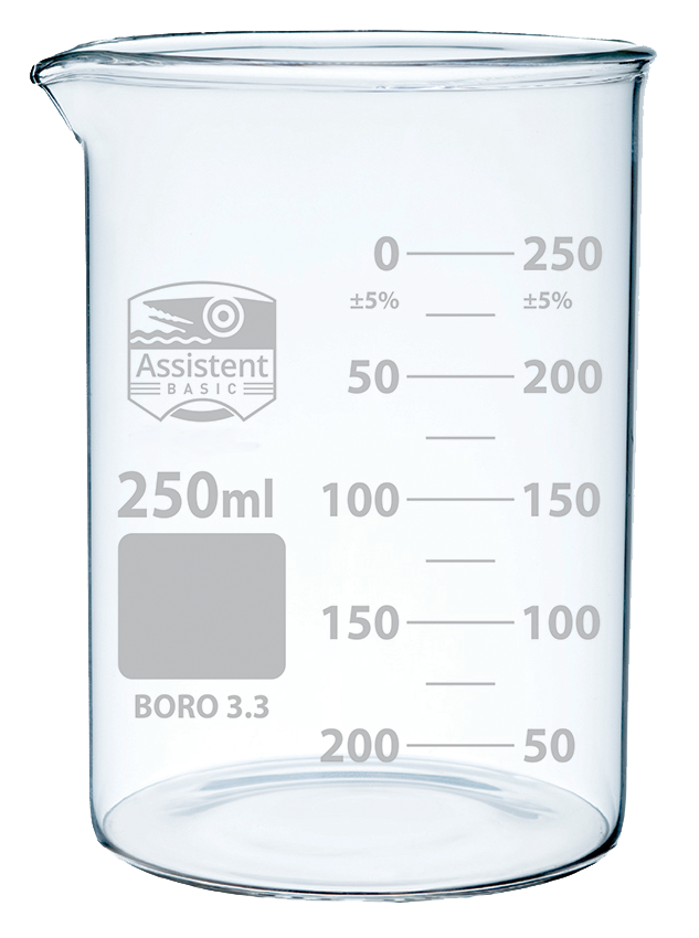 Becherglas Borosilikatglas, niedrige Form mit Ausguss